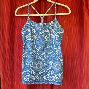lululemon athletica Blue Floral Strappy Bra Top - Small
